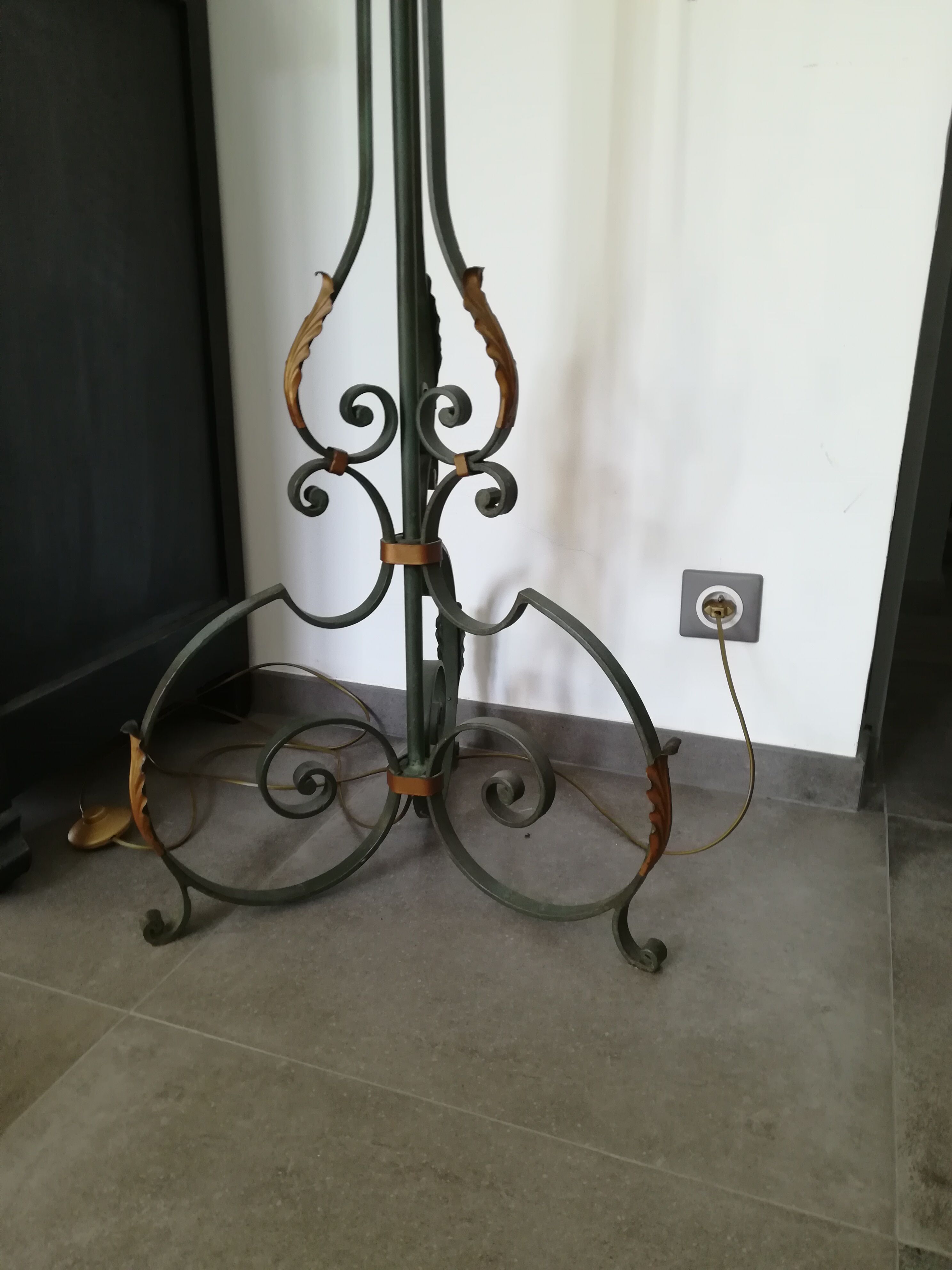 Antique wrought iron floor lamp