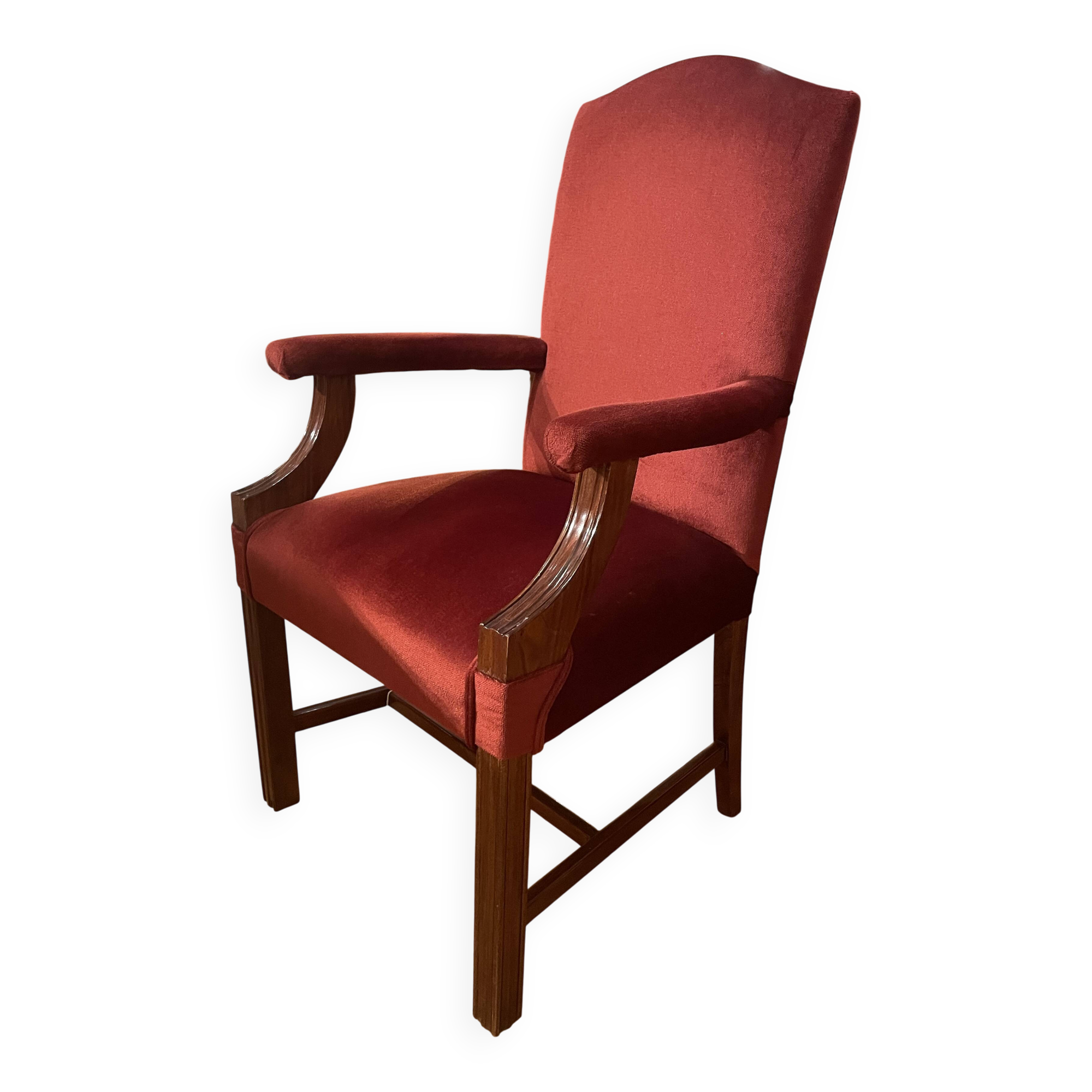 fauteuil de bureau en acajou et velours rouge
