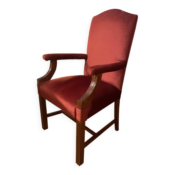 fauteuil de bureau en acajou et velours rouge