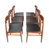 Set of 6 the 1960s Danish teak chairs