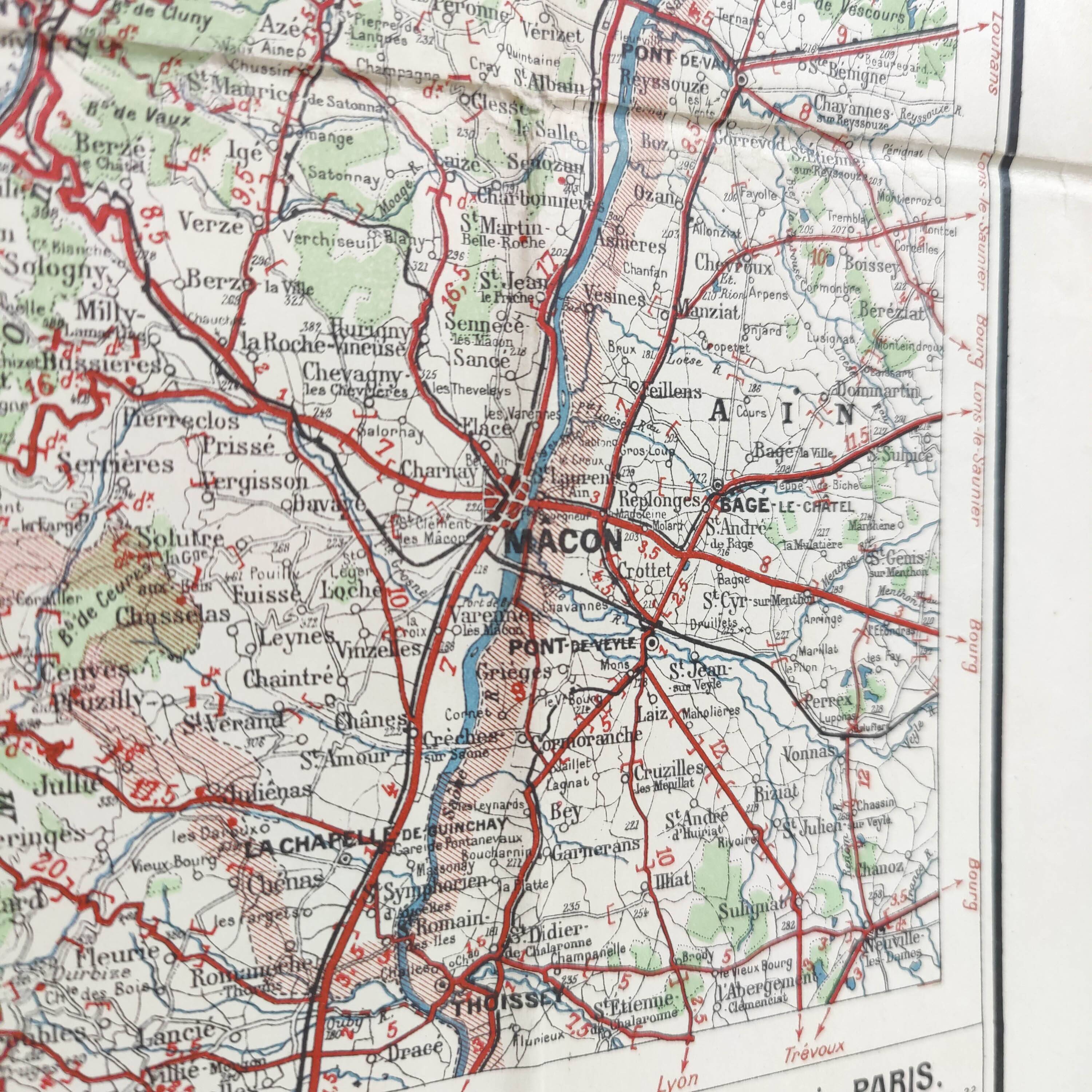 Old map of Burgundy, Taride edition 1920