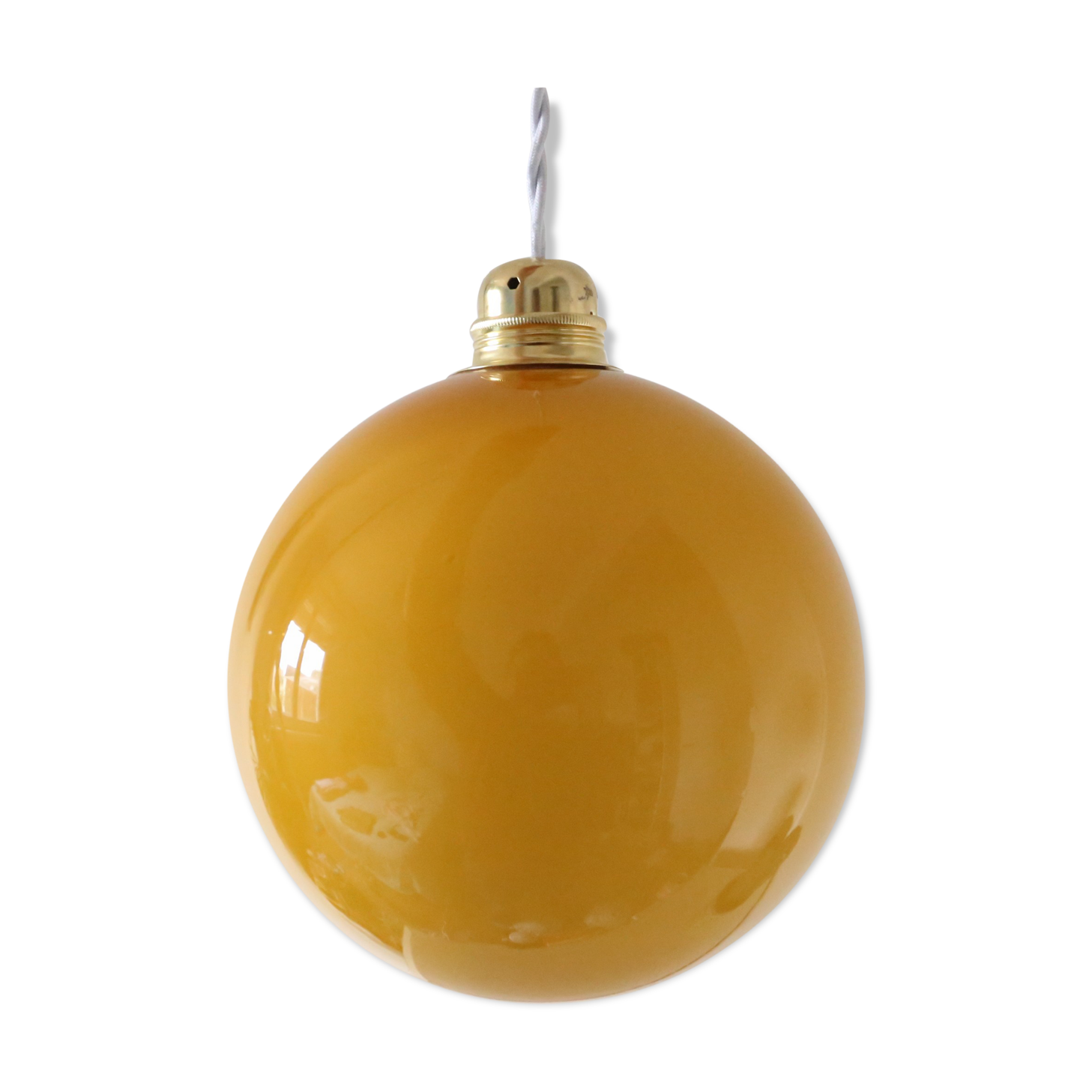 Orange round opaline hanging lamp vintage