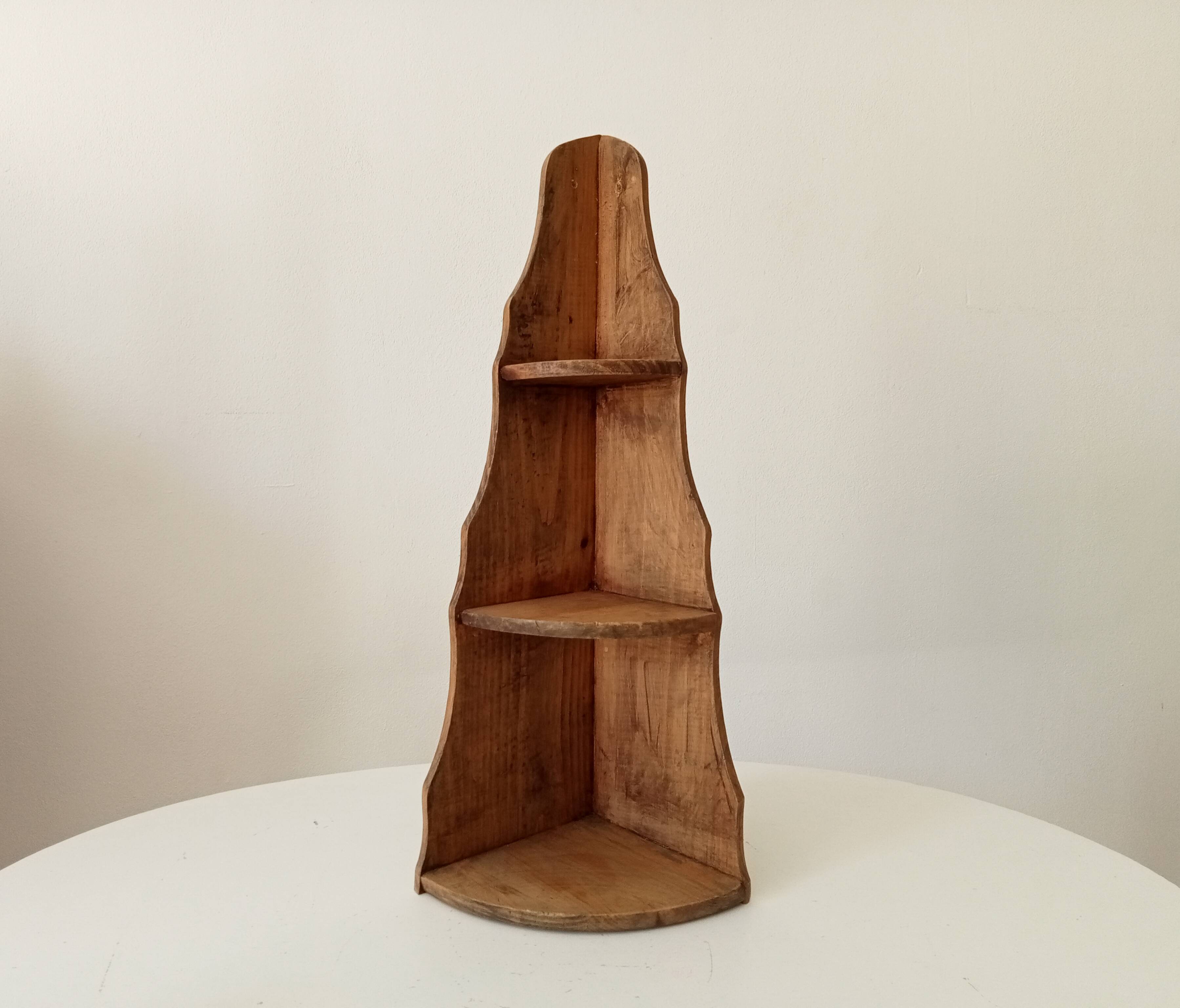 Antique wooden corner wall shelf