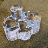 Brutalist cut glass candle holder