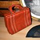 Vintage Valisette handbag 1940-1950 Orange-brown faux Skai Malette Vanity