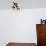 Large Floral Hollywood Regency Flush Lamp by Willy Daro for Massive