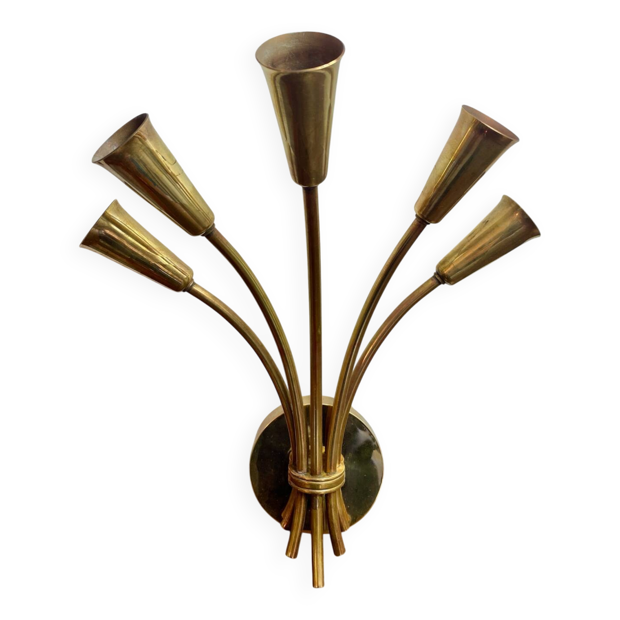Five-branch wall sconce in brass, 1950s.