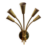 Five-branch wall sconce in brass, 1950s.