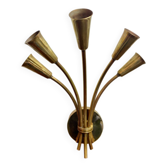 Five-branch wall sconce in brass, 1950s.