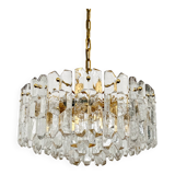 Grand lustre en verre glacé de style Palazzo autrichien par J.T. Kalmar