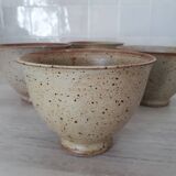 Set of 4 Large Pyrite Stone Bowls