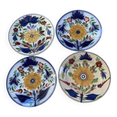 Set of 4 mismatched antique earthenware flat plates