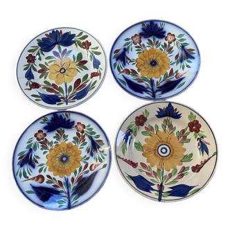 Set of 4 mismatched antique earthenware flat plates