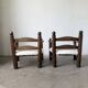 Pair of Dudouyt armchairs from the 1950s, oak.