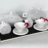 Ceramic tea set by Mas in the Memphis Milano style, 1980s, Set of 7