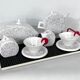 Ceramic tea set by Mas in the Memphis Milano style, 1980s, Set of 7