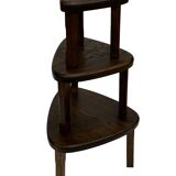 Lot de 3 tables d'appoint ou gigognes ovales brutalistes en chêne au design minimaliste des années 1970