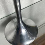 Pair of large aluminium bow candlesticks, Italy, 1970.