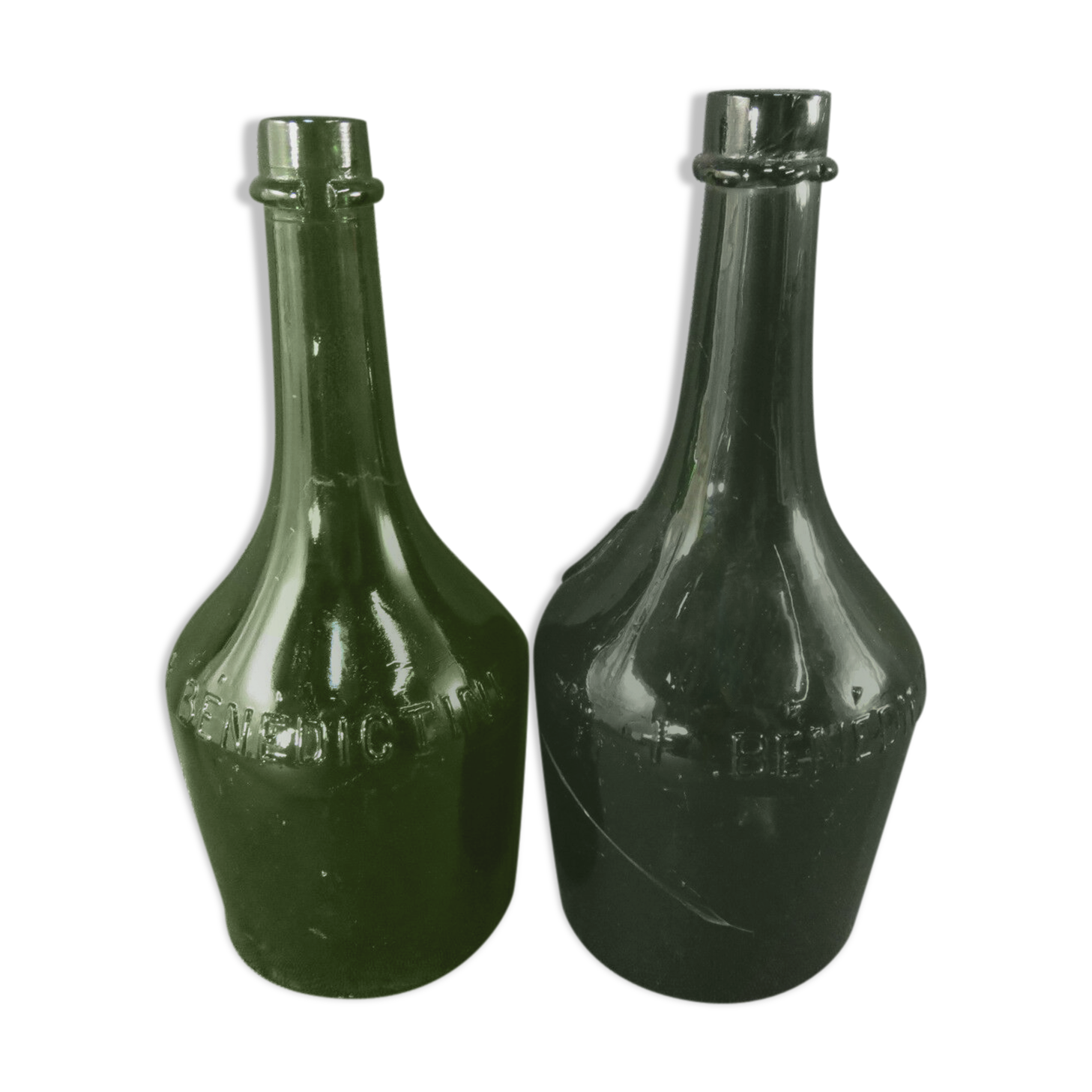 Lot of 2 old bottle of benedictine liqueur in blown glass