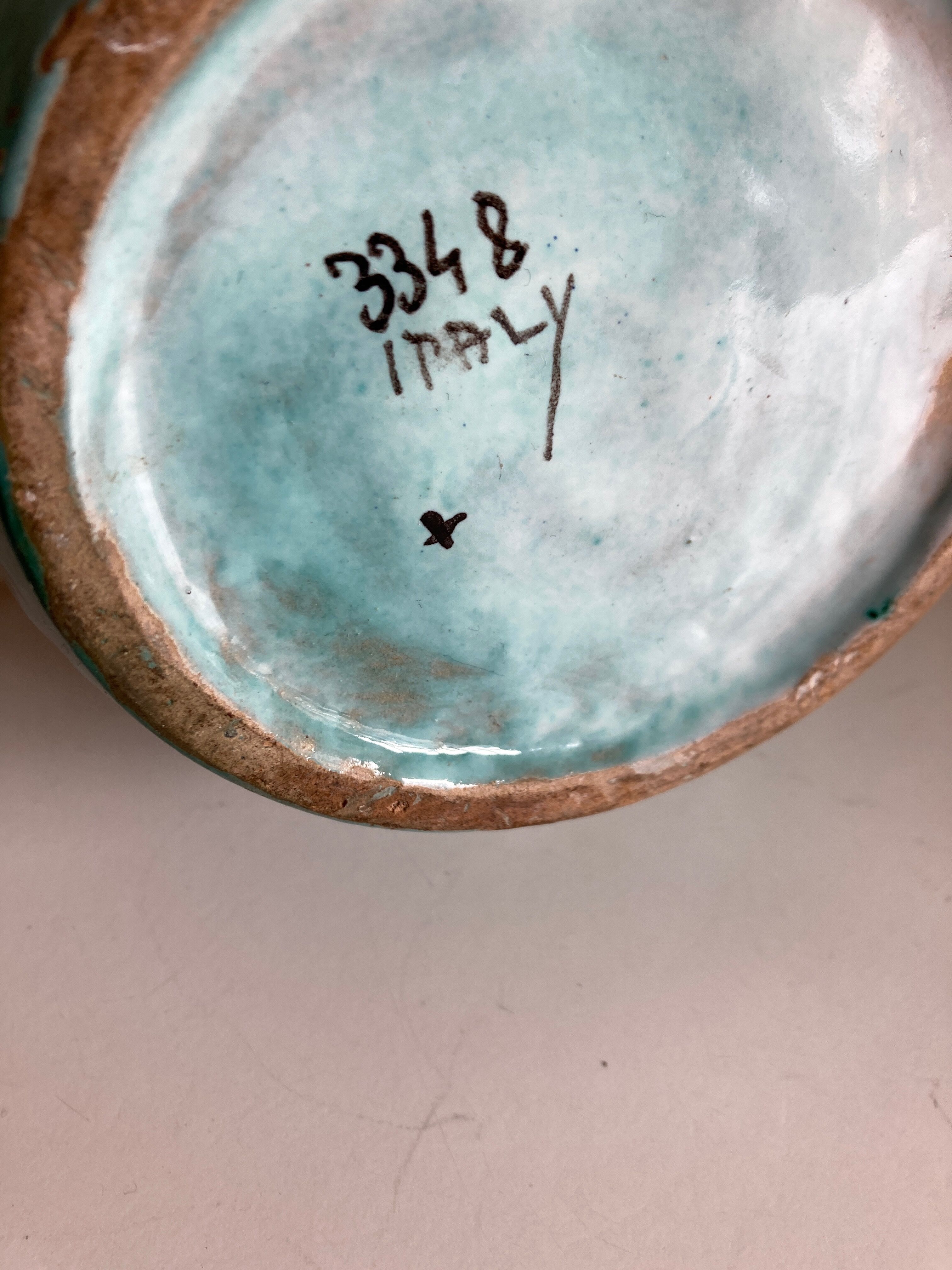 Italian glazed ceramic lamp 1960 mid century Bitossi turquoise