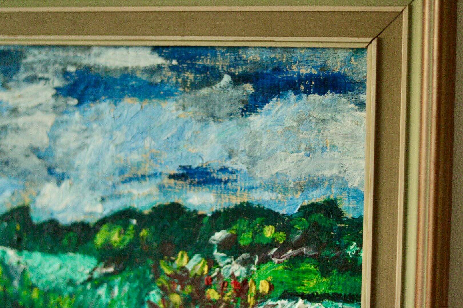 Original mid-century oil on canvas – "Landscape Pattern"