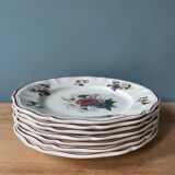 Series of 7 Sarreguemines earthenware dessert plates, Agreste model