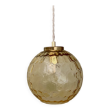 Vintage globe pendant light in amber glass