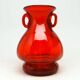 Mid-century modern vase, red glass, designed by J. Słuczan-Orkusz, Poland, 1970s