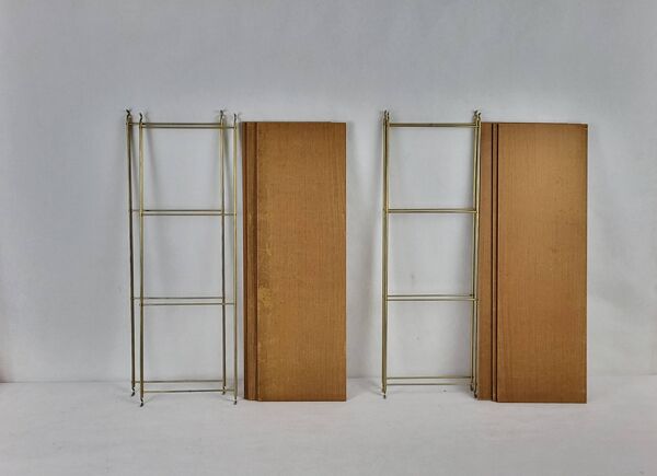 Etagère String en bois et métal doré 1960