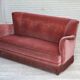 1970s, Danish 2-seater sofa, salmon pink furniture velour, oak wood.