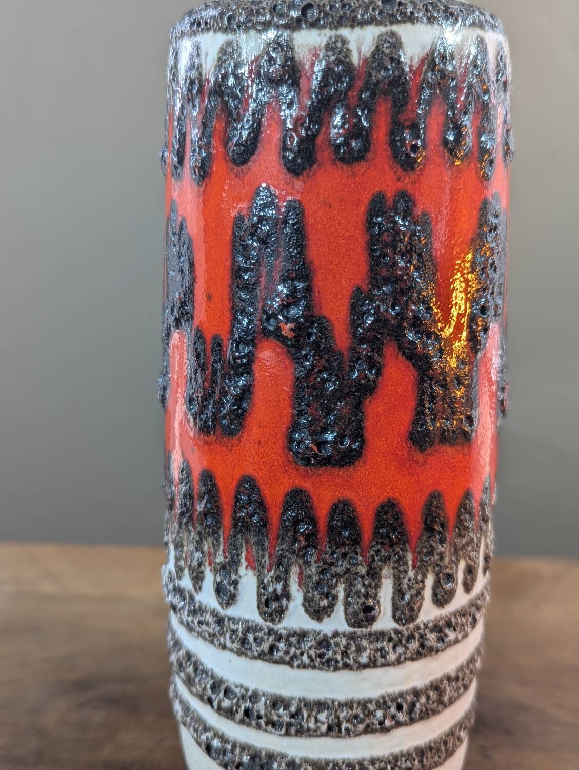 Scheurich West Germany 200-28 Fat Lava Vase, Vintage Red Ceramic