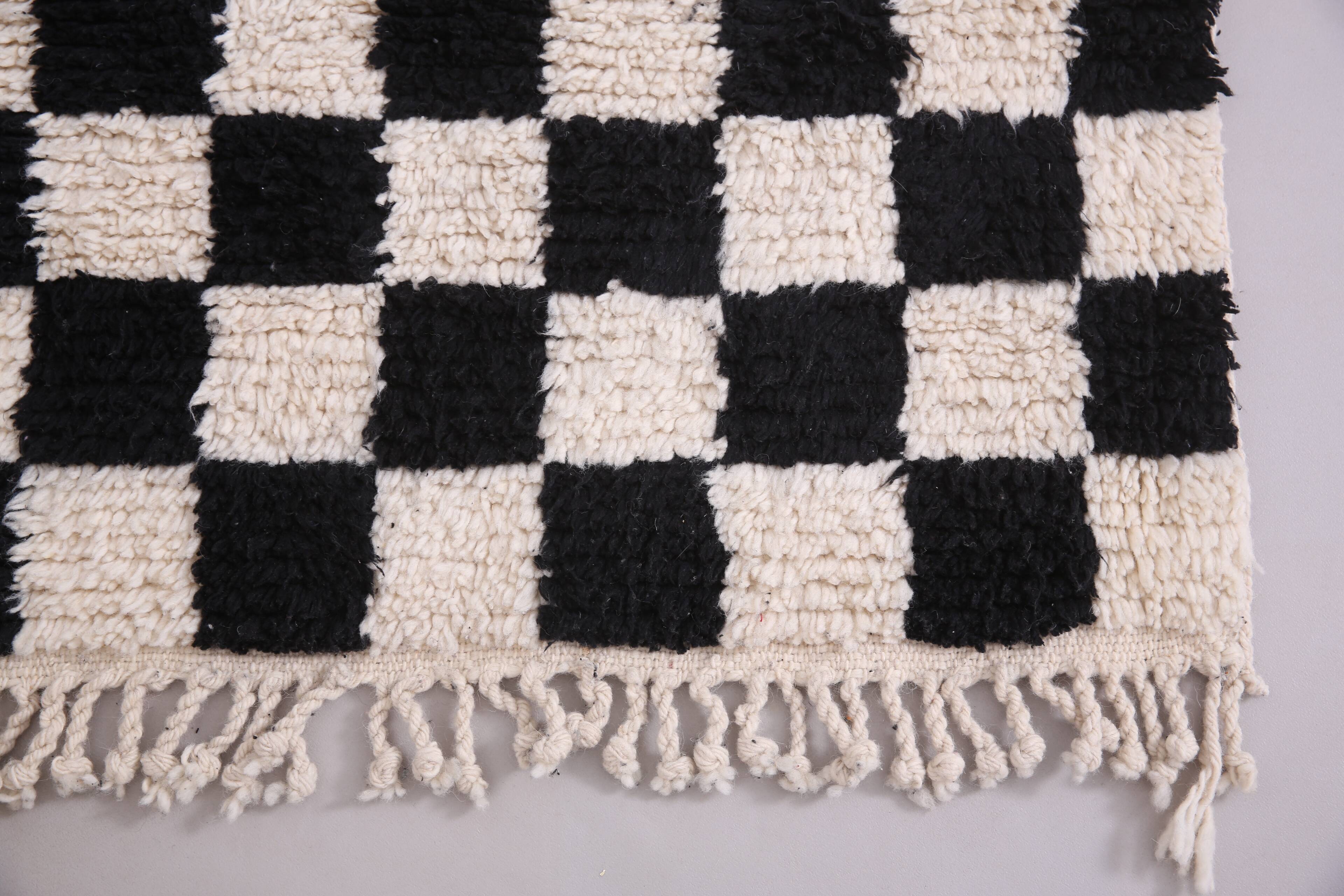 Moroccan Handmade Beni Ourain Rug 95 x 177 cm - Checkered Berber Runner rug