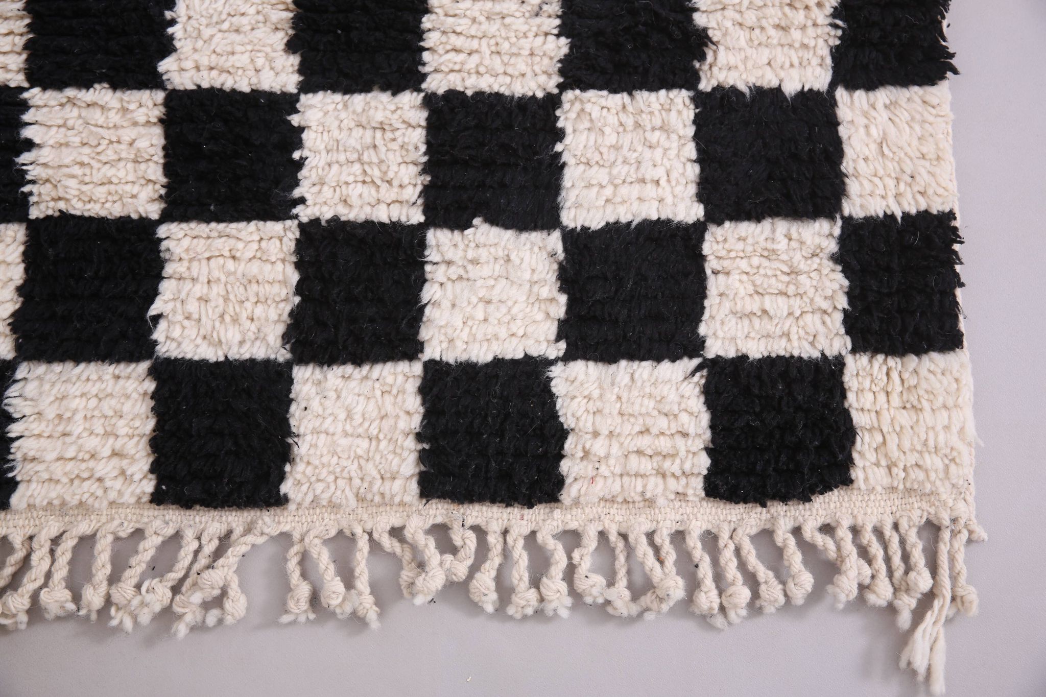 Moroccan Handmade Beni Ourain Rug 95 x 177 cm - Checkered Berber Runner rug
