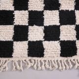 Moroccan Handmade Beni Ourain Rug 95 x 177 cm - Checkered Berber Runner rug
