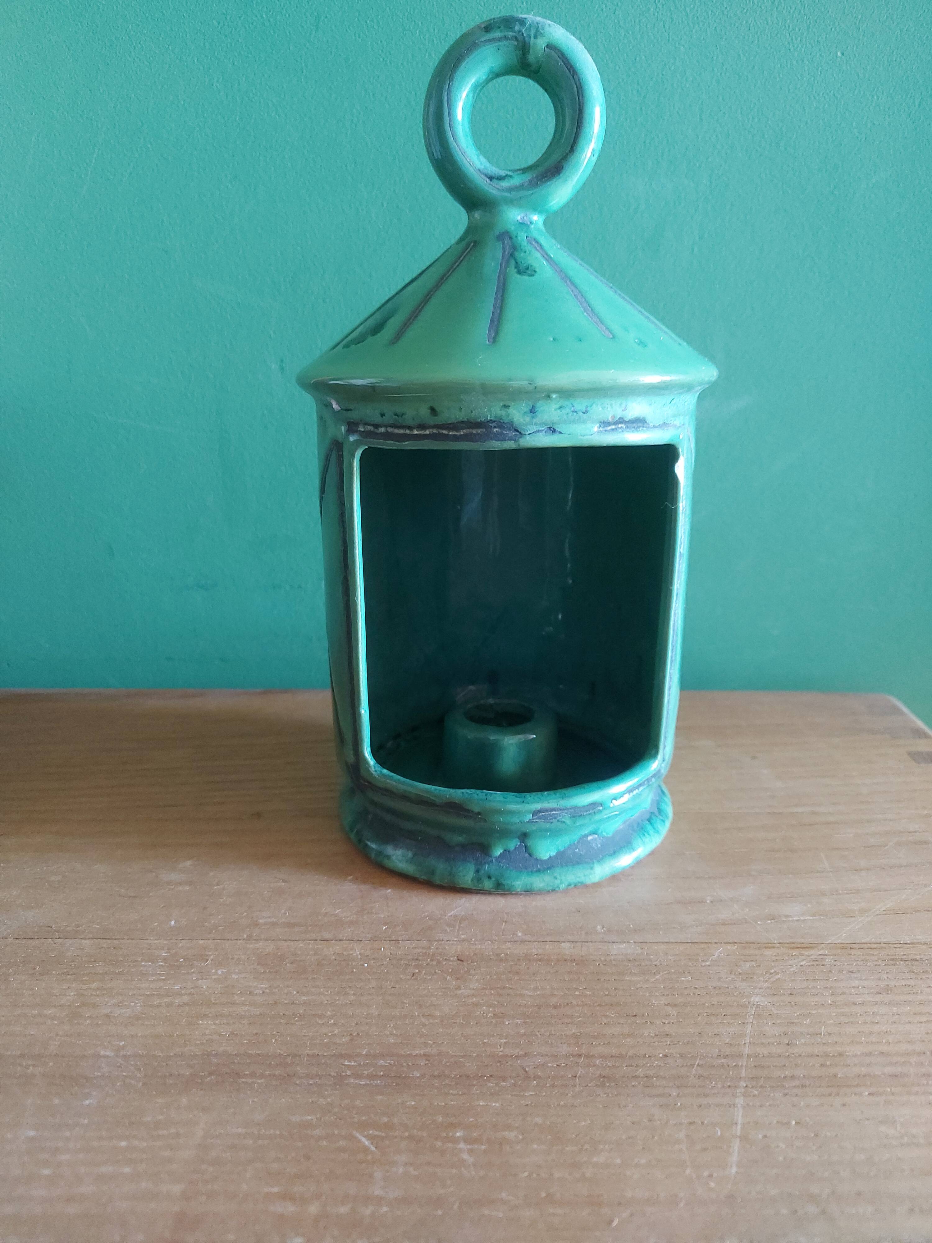 Candle holder in glazed ceramic 60s