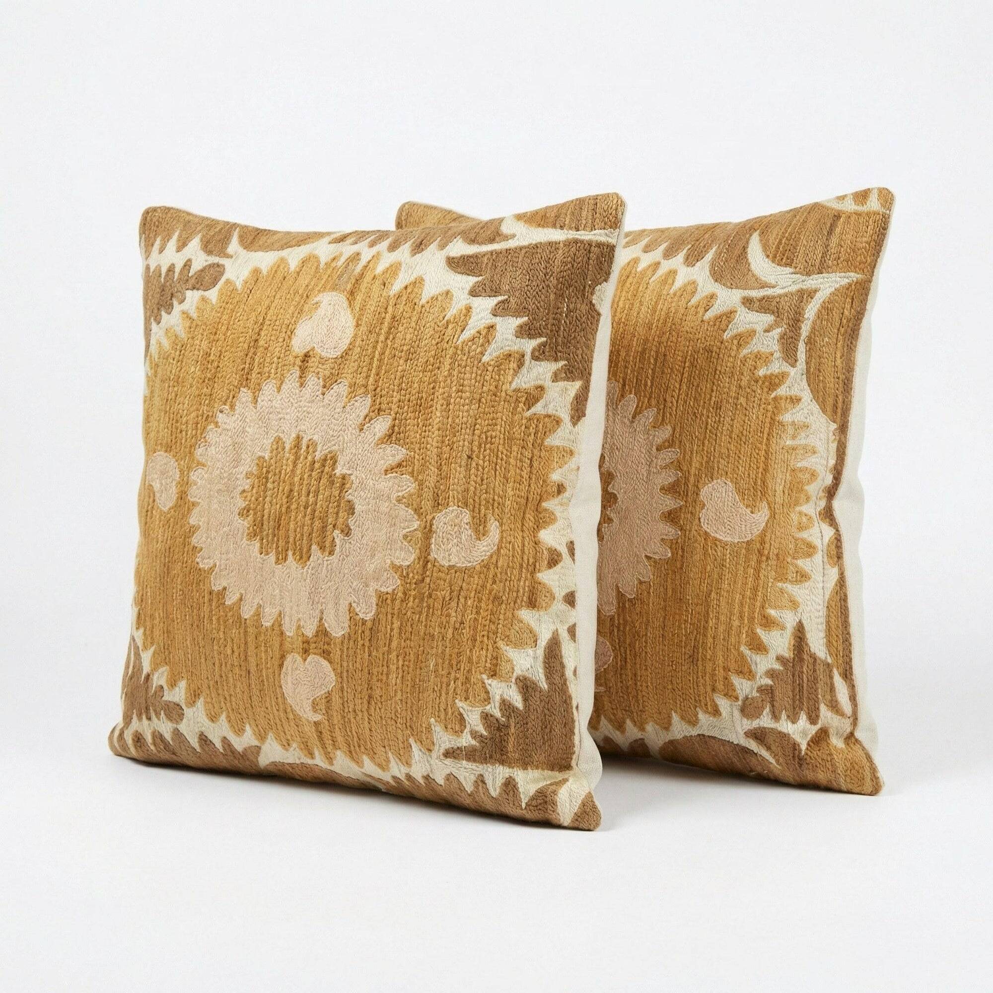 Set of 2 vintage embroidered cushion covers 61x64 cm