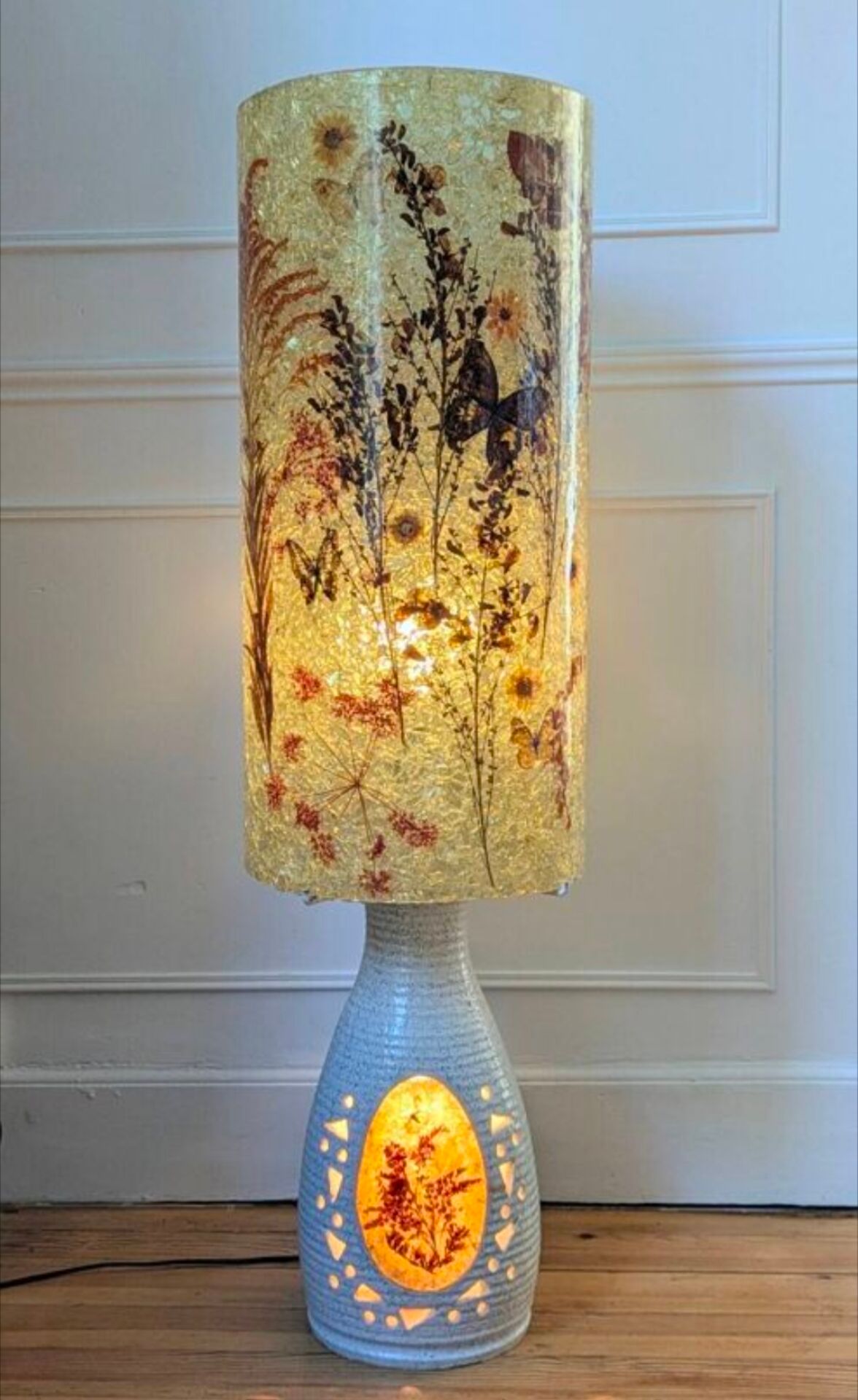 Lampe Accolay de sol rare et monumentale 116cm.