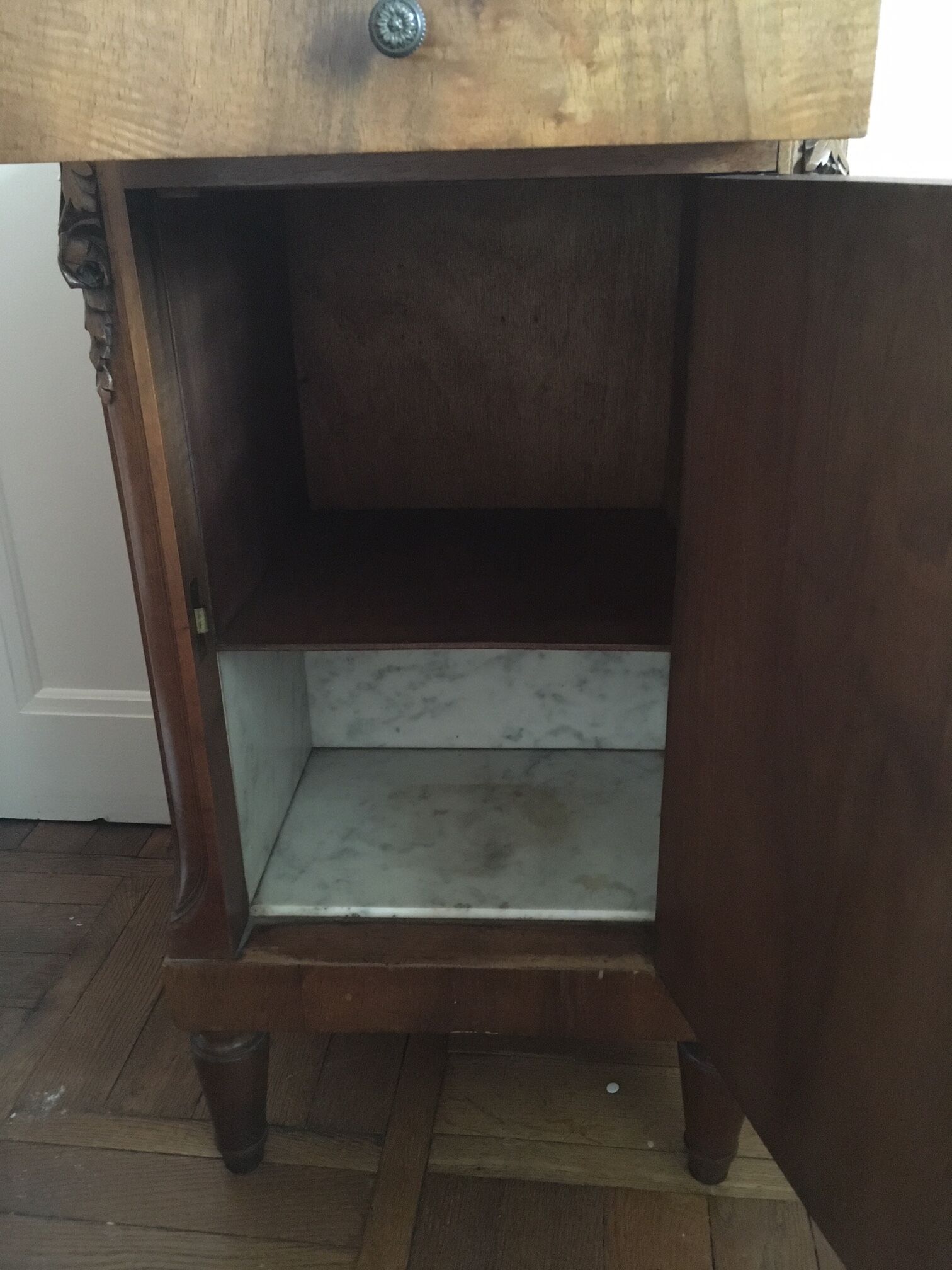 Louis Philippe nightstand with marble