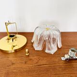 Brass and Glass Flush Light by Glashütte Limburg