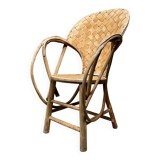 Braided folk art wooden armchair