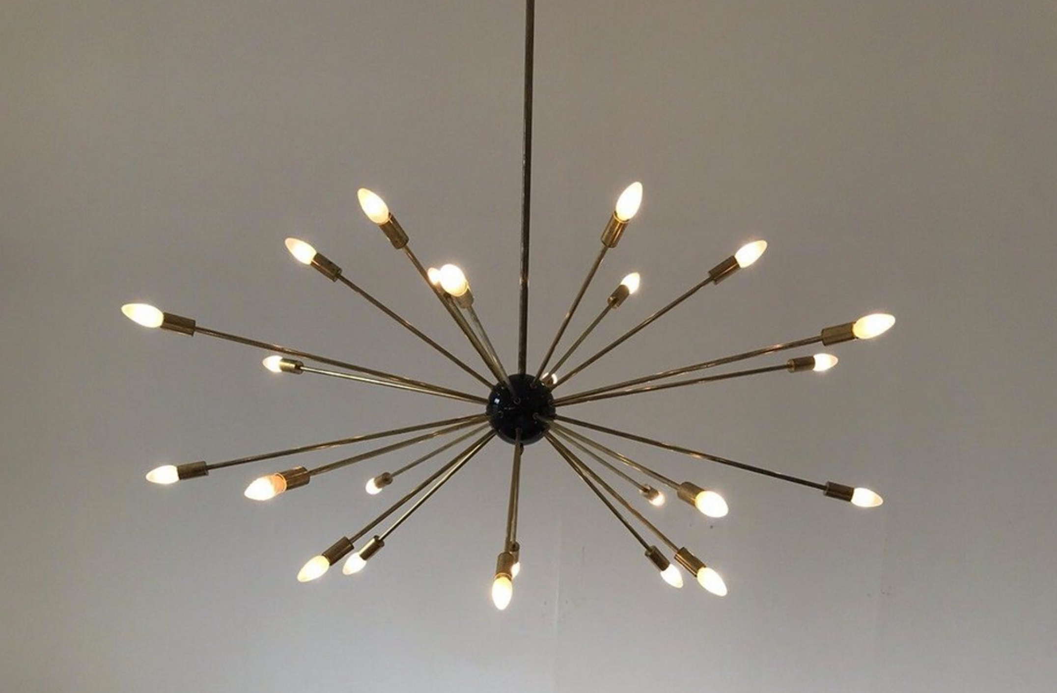 24-armed brass Sputnik chandelier with 1950s