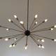 24-armed brass Sputnik chandelier with 1950s