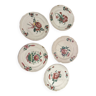 5 earthenware plates from Les Islettes, 18th century