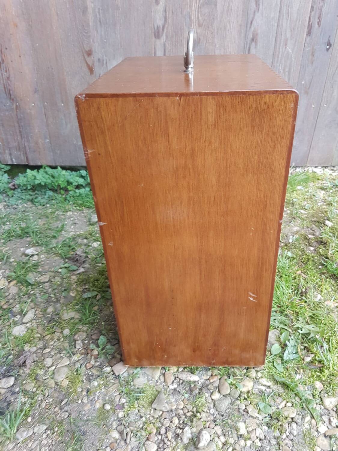 Old wooden transport trunk vintage jouan material #a653