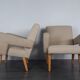 Pair of Jitona armchairs reupholstered Beige Fabric, Czech 1960s