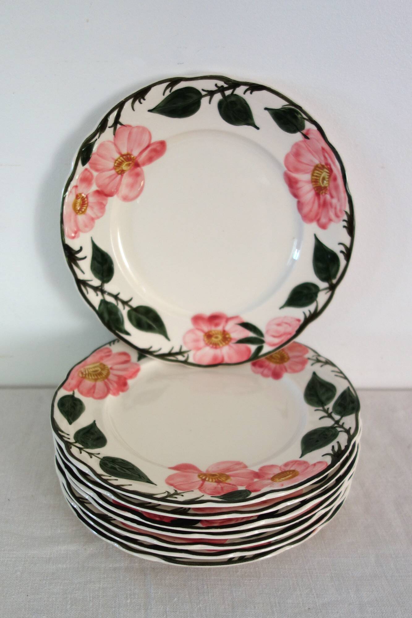 8 assiettes plates Villeroy & Boch "Wild rose", 1970
