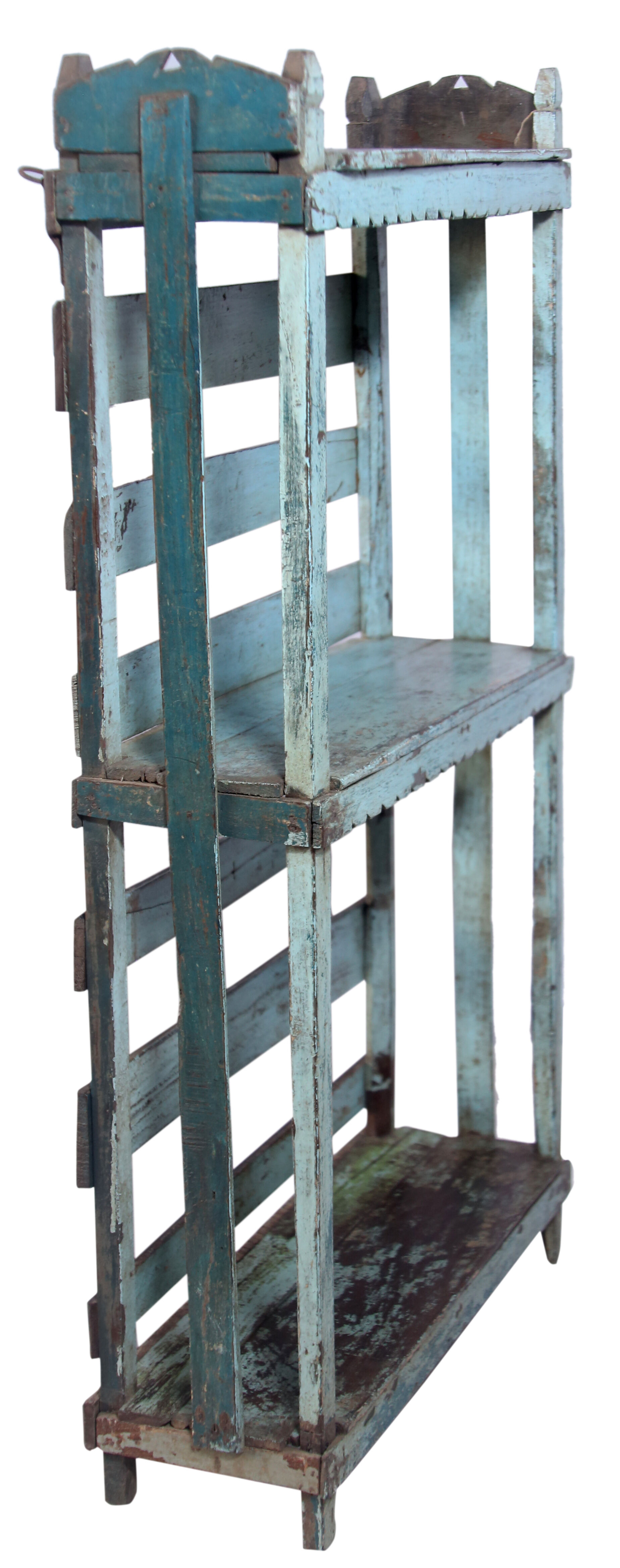 Freestanding or wall-mounted shelf in old Burmese teak