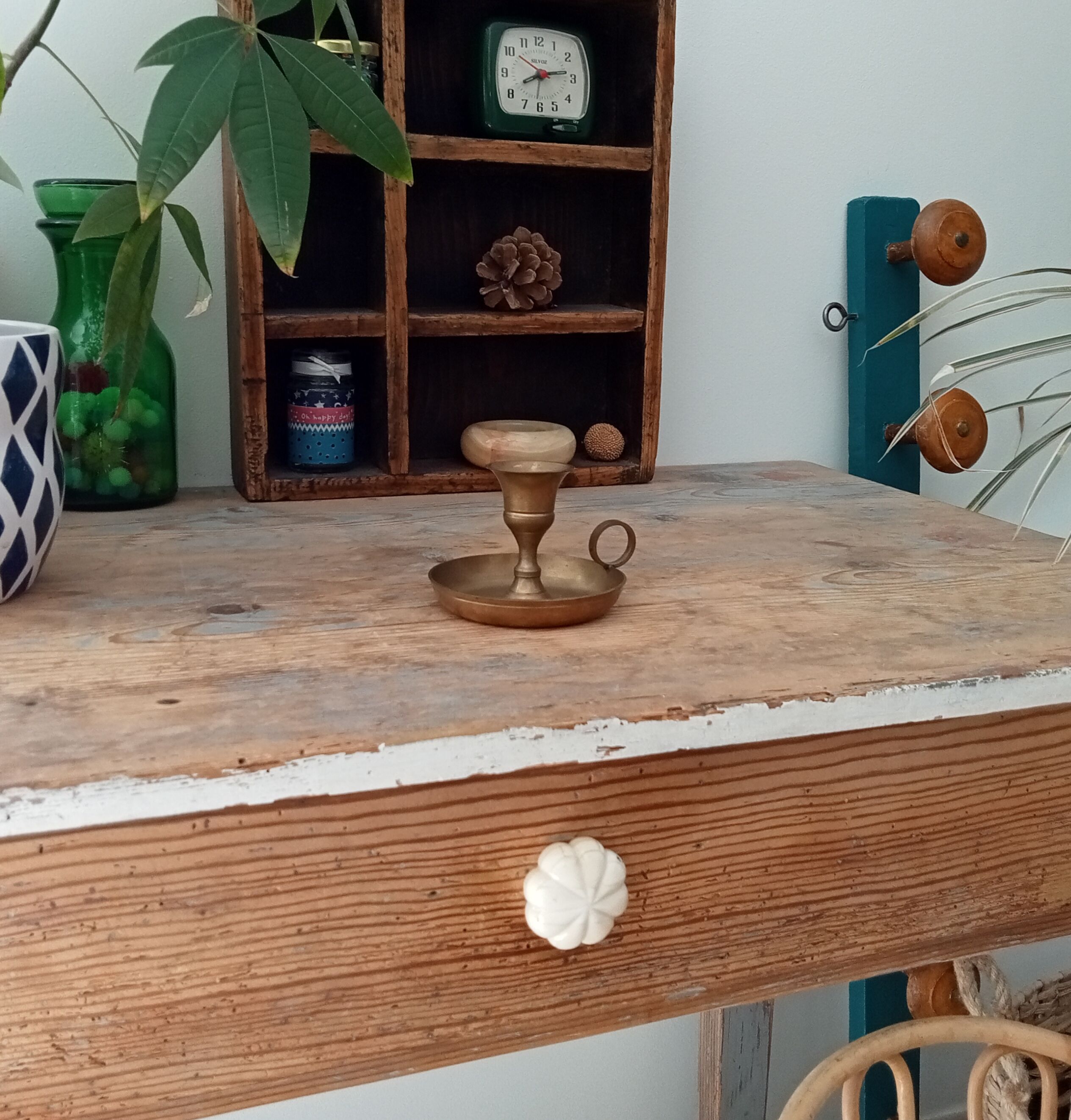 Vintage brass hand candle holder