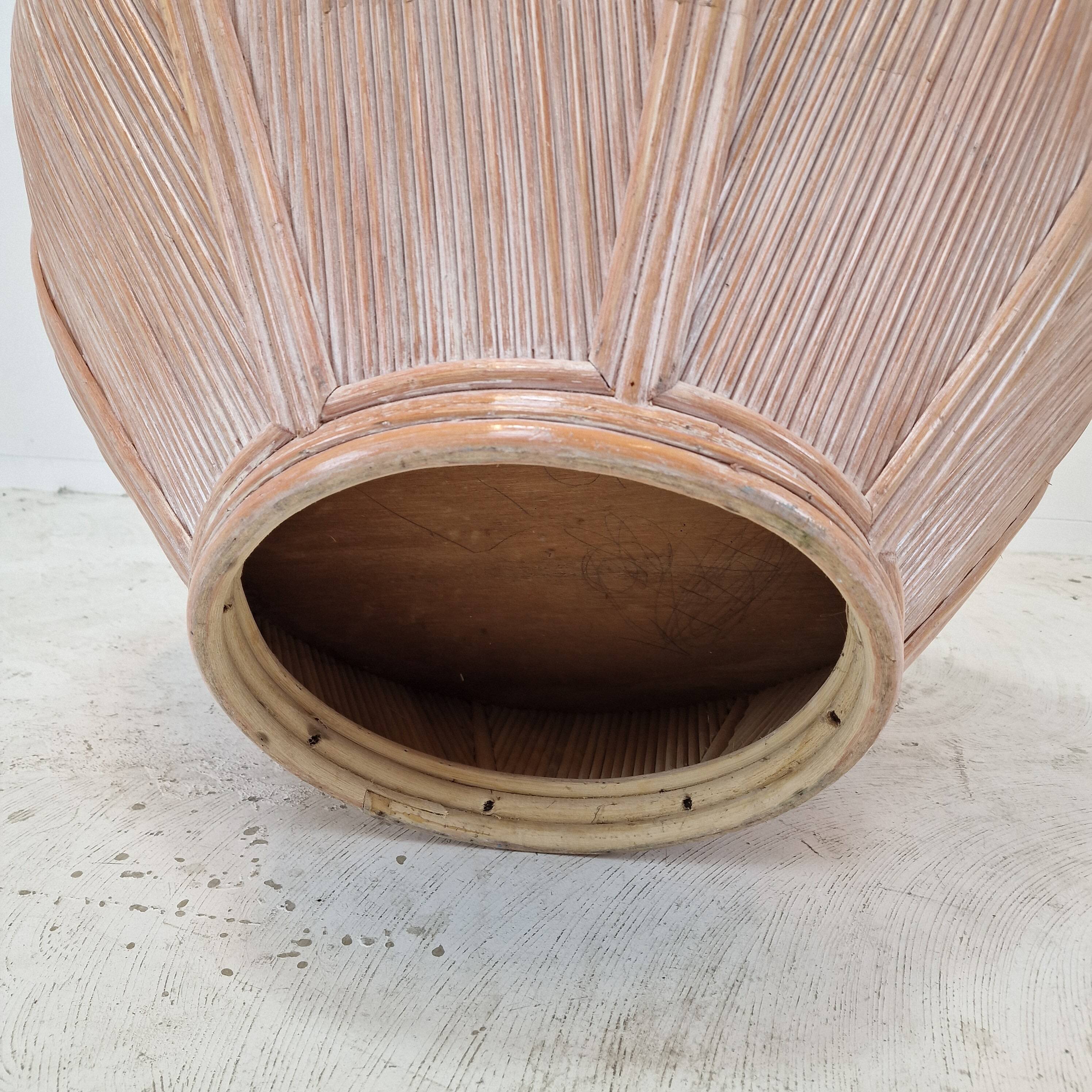 Large Bamboo and Rattan Flowerpot or Planter, France 1970's