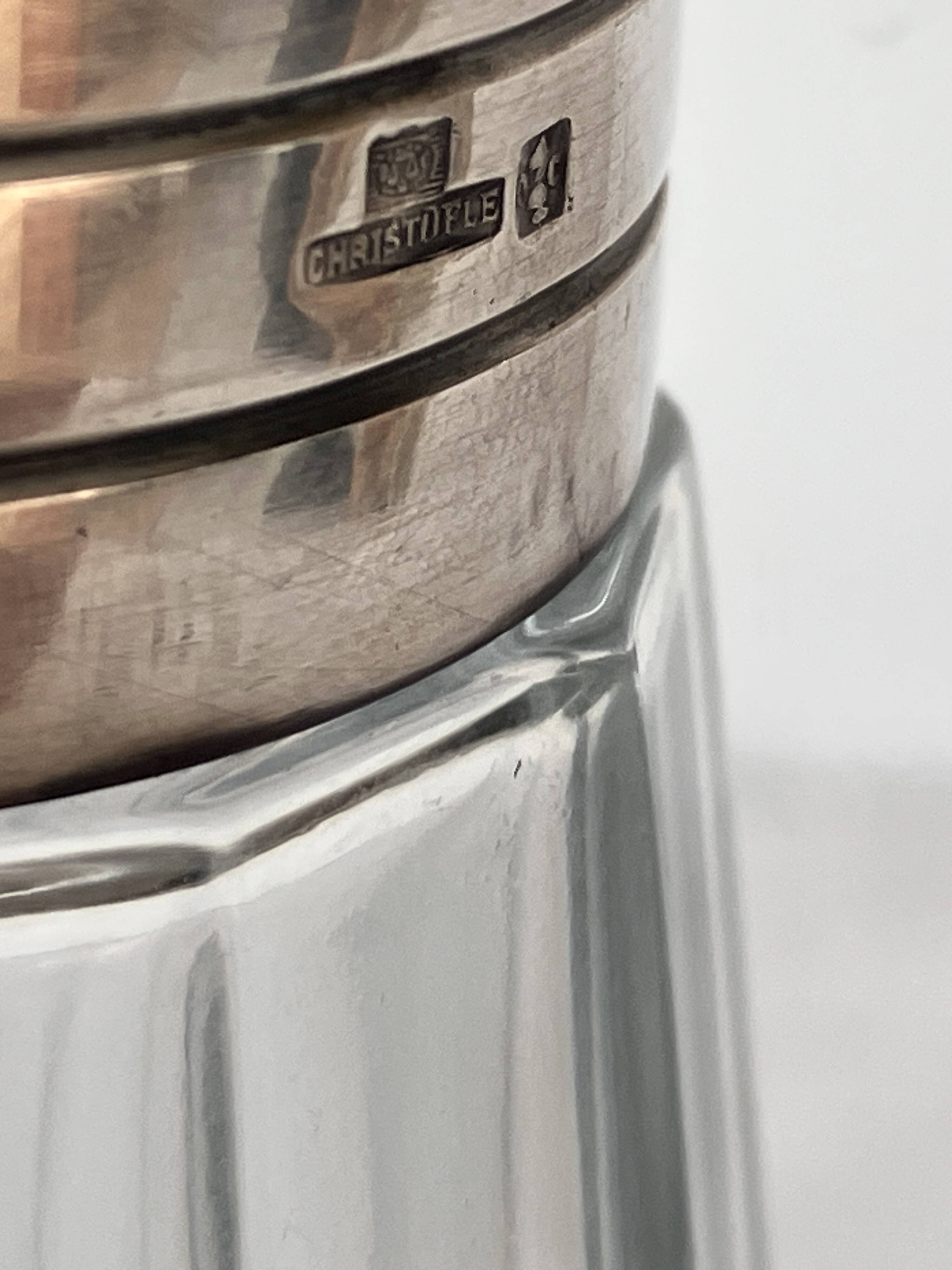 Saupoudreuse poudrier à sucre Christofle cristal et métal argenté Megeve